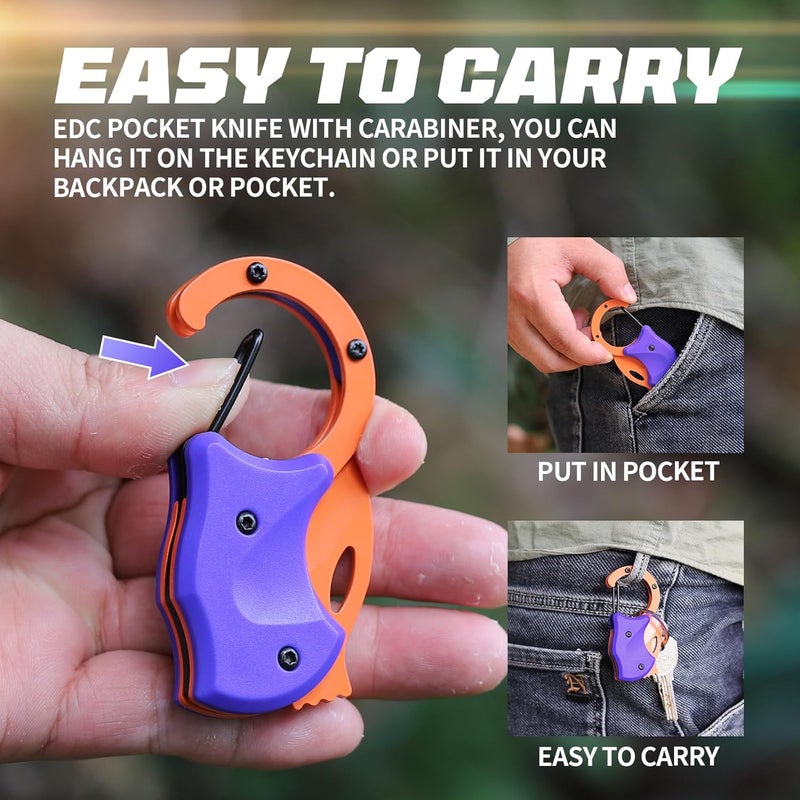 ZAVIT Small Pocket Knife for Men, EDC Multitool Knife Gadgets, Gifts for Men Brother Uncle, Gifts ldea for Camping Fishing Hiking, Christmas Birthday Gift, Everyday Carry Knife, P-urple - Image 4